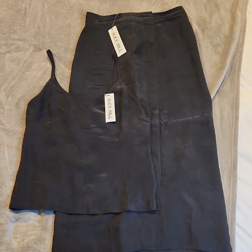 Alex Mill * Mia Top & Mia Skirt * Rich Black Cupro * S